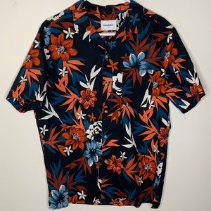 Floral Short Sleeve Button Down Mens L